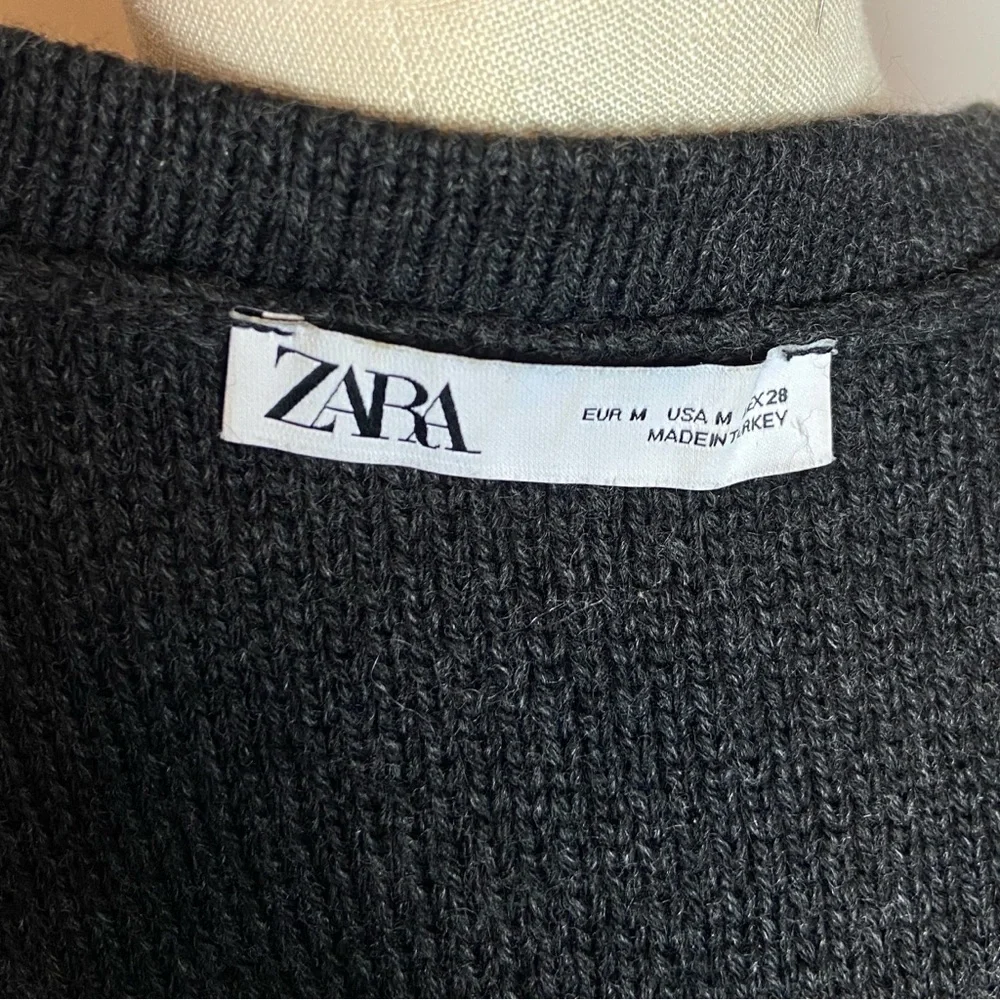Zara Charcoal Grey Gold Button Cardigan